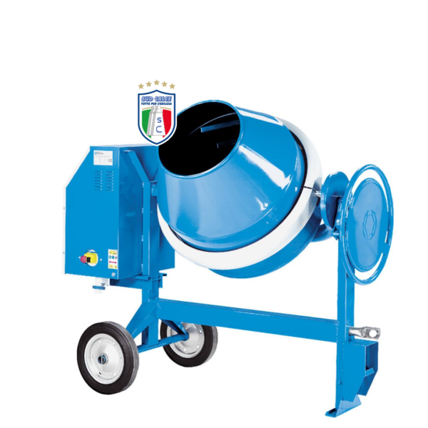 Betoniera Polieri MIX 350 Monofase hp2 a bicchiere con trasmissione ad ingranaggi pignone e corona in ghisa