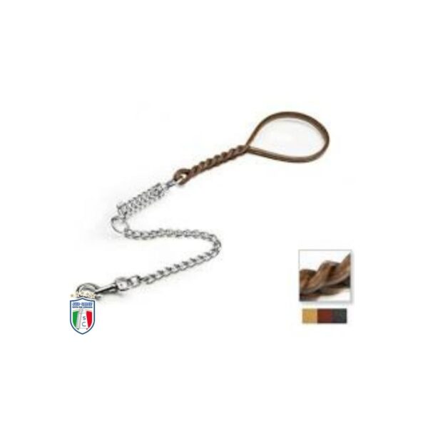Guinzaglio per cane manico treccia con catena 70 cm